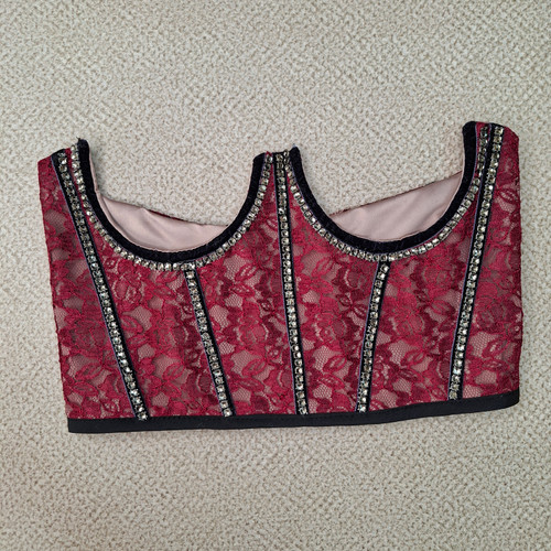 کرست بوستیه تاپلکس زیرسینه ای قرمز زنگ جذاب زنانه