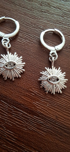 گوشواره چشم آبکاری نقره رنگ ثابت