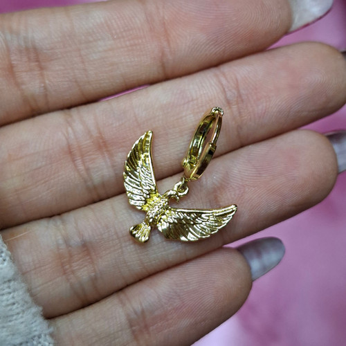 پرسینگ گوشواره تک کبوتر طلایی رنگ ثابت