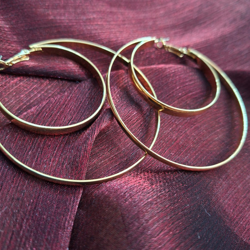 گوشواره دو حلقه ای زنانه طلایی